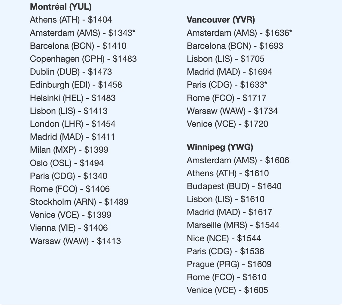 More Canada business class